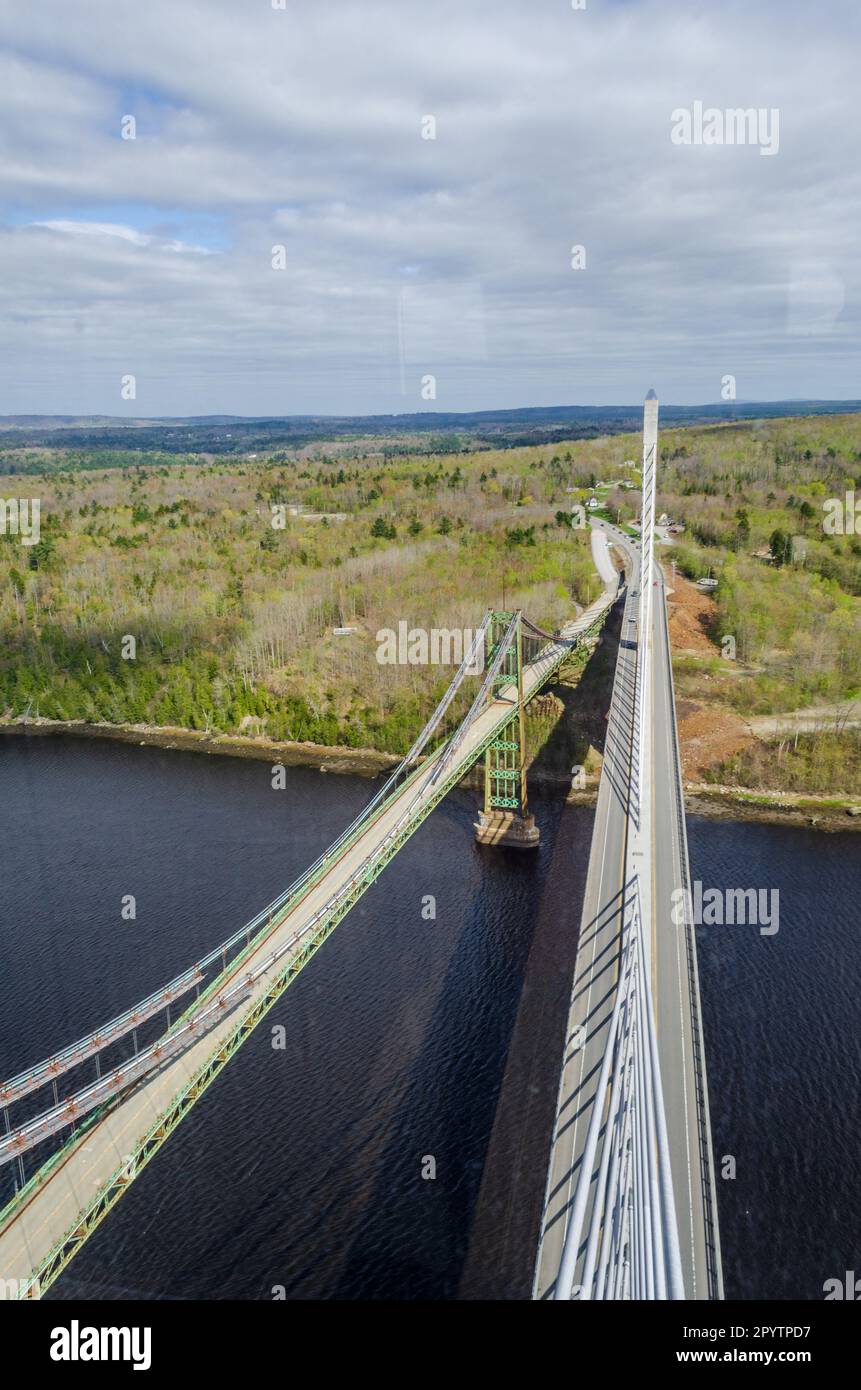 Penobscot Narrows Bridge, ponte sull'isola di Verona, Maine Foto Stock