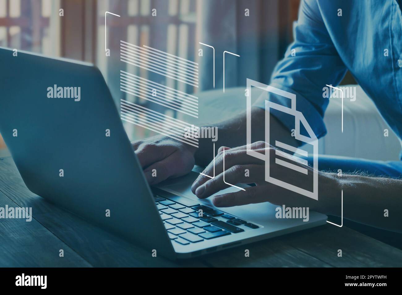 concetto di gestione dei documenti, database di documentazione online Foto Stock