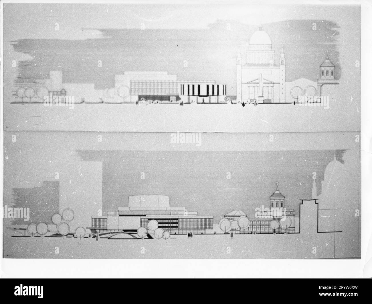 Progetto per la riprogettazione del centro città da parte di Potsdam presso l'Alter Markt negli anni '1960s. GDR. Architecture.model. Competizione di pianificazione urbana. Foto: MAZ/Archivio, 60s. [traduzione automatica] Foto Stock