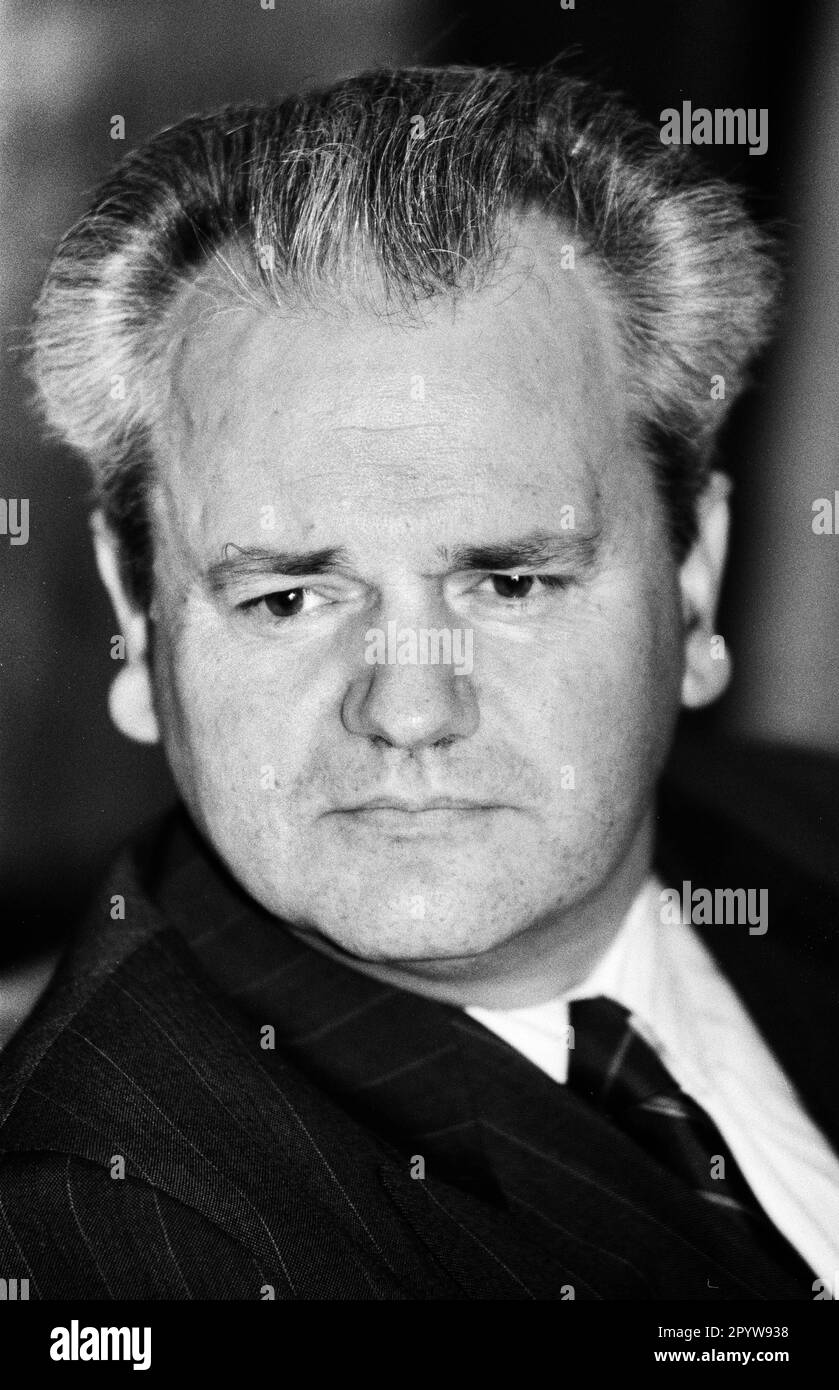 Yugoslavia, Belgrado, 01.07.1991. Archivio.: 28-12-03 Visita del Ministro degli esteri Genscher Foto: Slobodan Milosevic, Presidente della Serbia [traduzione automatica] Foto Stock