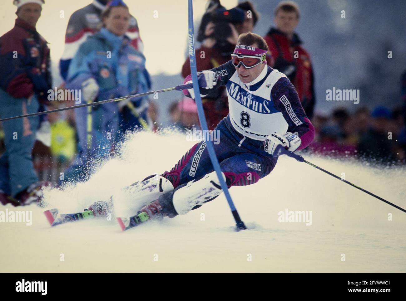 Coppa del mondo di sci alpino 1993/1994 Kitzbuehel Slalom 16.01.1994 Lasse KJUS (Norvegia) FOTO: WEREK Press Picture Agency xxNOxMODELxREASExx [traduzione automatica]- AUSTRIA OUT Foto Stock
