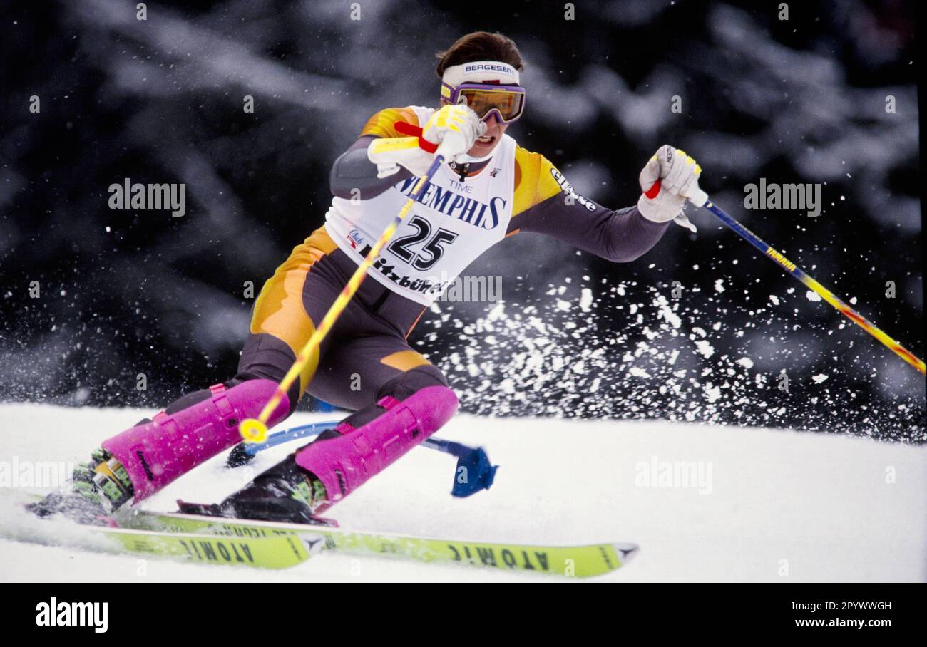 Coppa del mondo di sci alpino 1991/1992 Kitzbuehel Slalom 13.01.1991 Lasse KJUS (Norvegia) FOTO: WEREK Press Picture Agency xxNOxMODELxREASExx [traduzione automatica]- AUSTRIA OUT Foto Stock