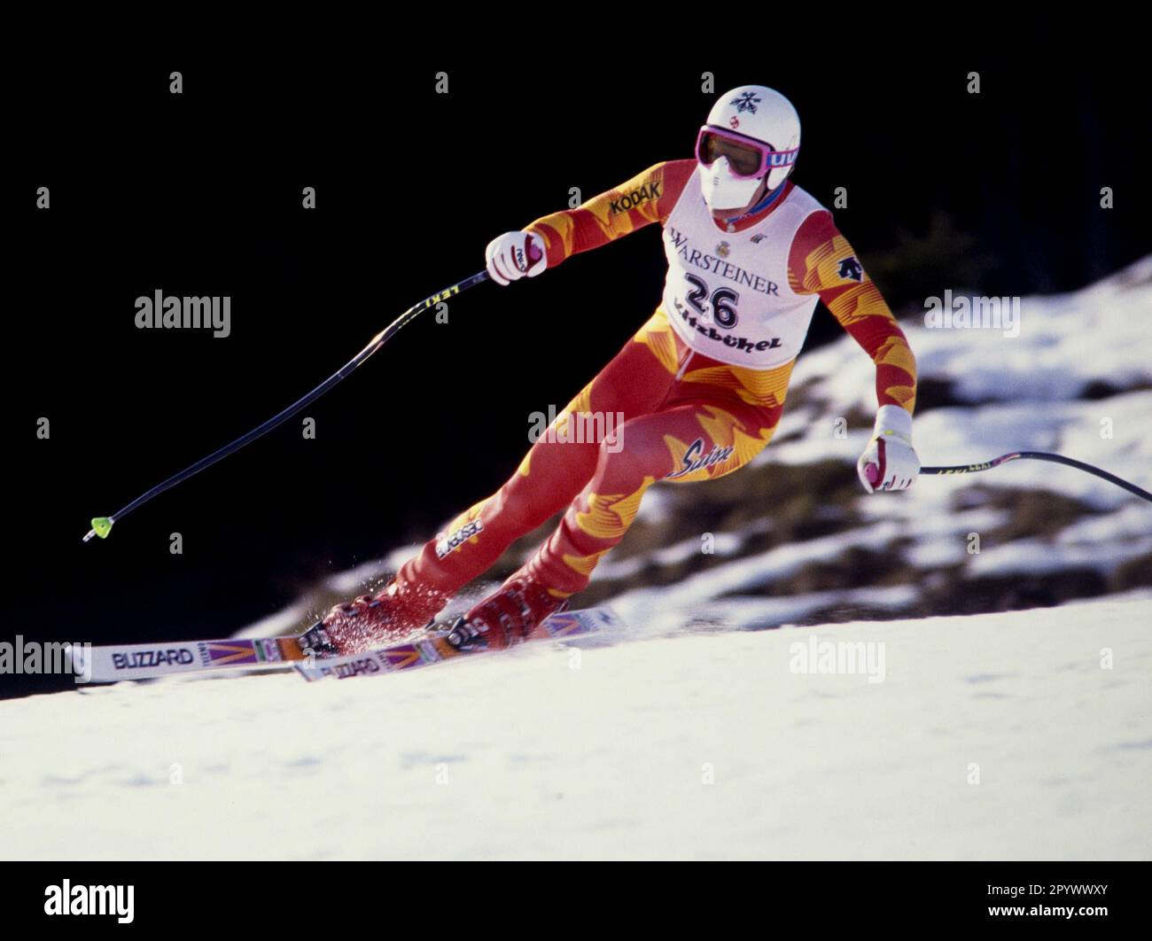 Coppa del mondo di sci alpino 1990/1991 Kitzbuehel formazione 10.01.1991 Peter MUELLER (Svizzera) FOTO: WEREK Press Picture Agency xxNOxMODELxRELEASExx [traduzione automatica]- AUSTRIA OUT Foto Stock