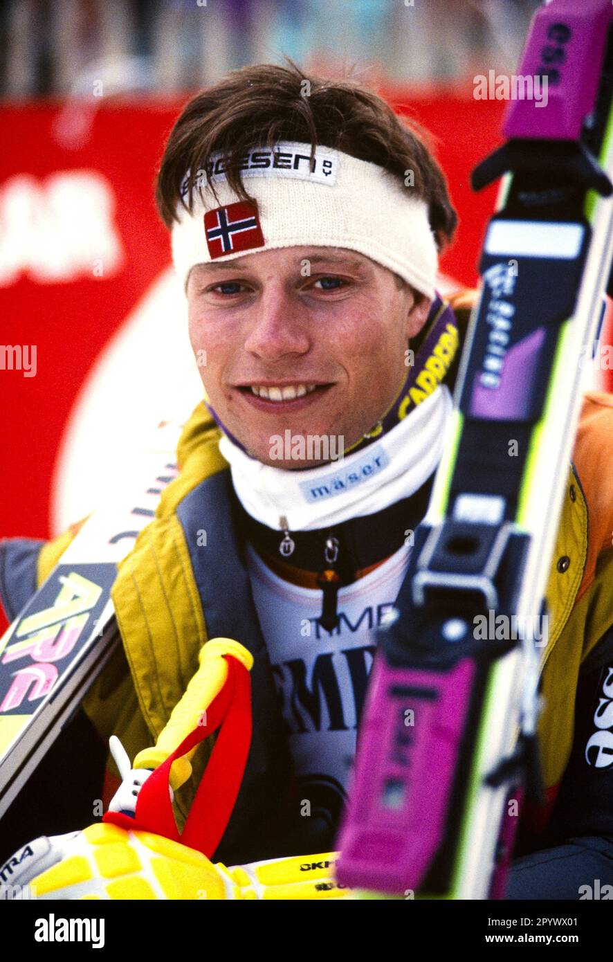 Coppa del mondo di sci alpino 1991/1992 Kitzbuehel Slalom 13.01.1991 Lasse KJUS (Norvegia) FOTO: WEREK Press Picture Agency xxNOxMODELxREASExx [traduzione automatica]- AUSTRIA OUT Foto Stock