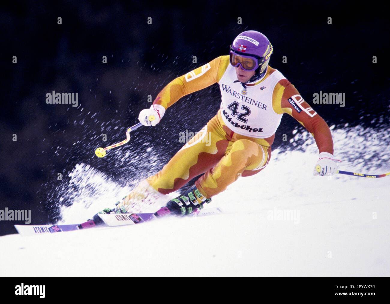 Coppa del mondo di sci alpino 1990/1991 Kitzbuehel Training 10.01.1991 Lasse KJUS (Norvegia) PHOTO: WEREK Press Picture Agency xxNOxMODELxRELEASExx [traduzione automatica]- AUSTRIA OUT Foto Stock
