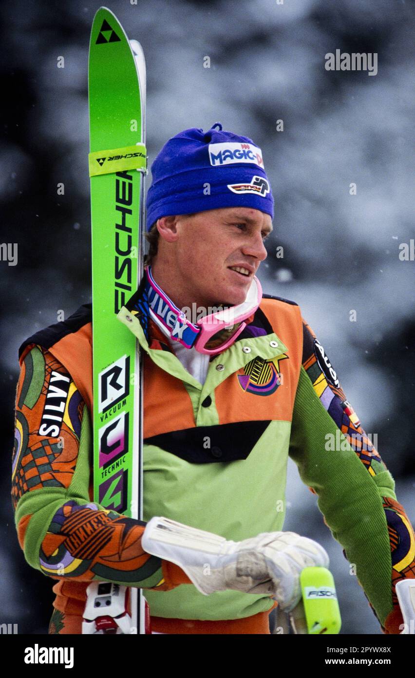 Coppa del mondo di sci alpino 1990/1991 Kitzbuehel formazione Downhill 10.01.1991 Markus WASMEIER (Germania) FOTO: WEREK Pressebildagentur xxNOxMODELxRELEASExx [traduzione automatica]- AUSTRIA OUT Foto Stock