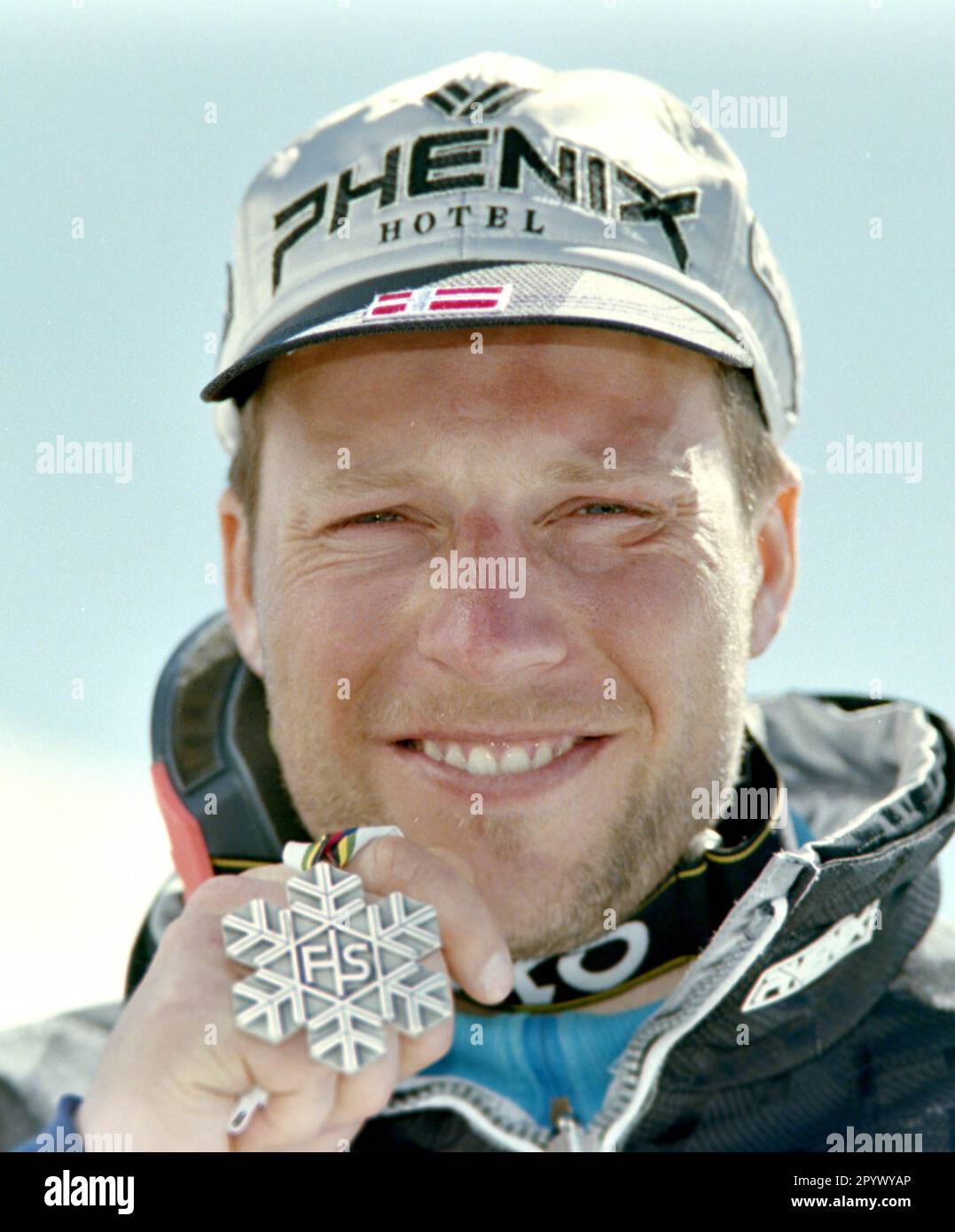 SKI ALPIN STAGIONE 95/96 Campionati del mondo 1996 Sierra Nevada combina uomini 19.02.1996 Lasse KJUS (NOR) con la sua medaglia d'argento. PHOTO: WEREK Press Photo Agency xxNOxMODELxRELEASExx [traduzione automatica]- AUSTRIA OUT Foto Stock