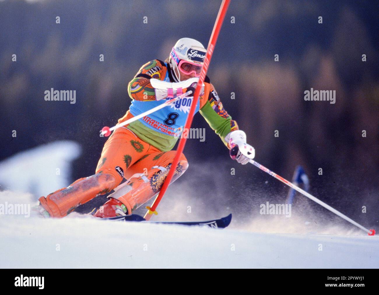 STAGIONE SCIISTICA ALPIN 90/91 Campionati del mondo 1991 Saalbach-Hinterglemm Slalom Men 22.01.1991 Armin BITTNER (GER) xxNOxMODELxRELEASExx [traduzione automatica]- AUSTRIA OUT Foto Stock