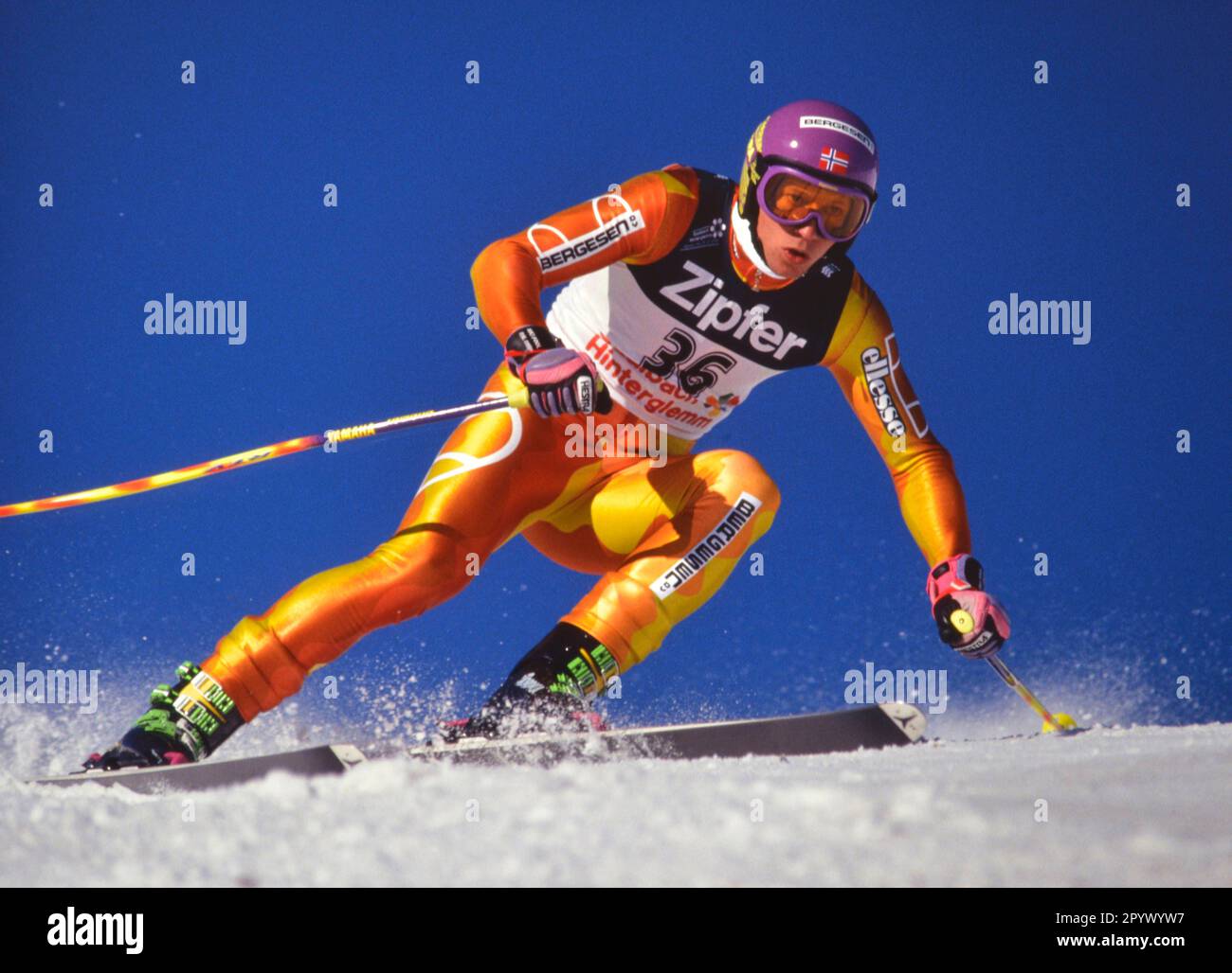 SKI ALPIN STAGIONE 90/91 Campionati del mondo 1991 Saalbach-Hinterglemm Downhill Men 27.01.1991 Lasse KJUS (NOR) xxNOxMODELxRELEASExx [traduzione automatica]- AUSTRIA OUT Foto Stock