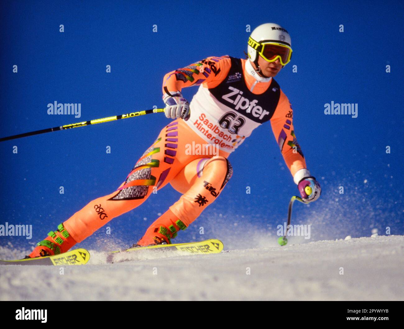 SKI ALPIN STAGIONE 90/91 Campionati del mondo 1991 Saalbach-Hinterglemm Downhill Men 27.01.1991 Stephan EBERHARTER (AUT) xxNOxMODELxRELEASExx [traduzione automatica]- AUSTRIA OUT Foto Stock