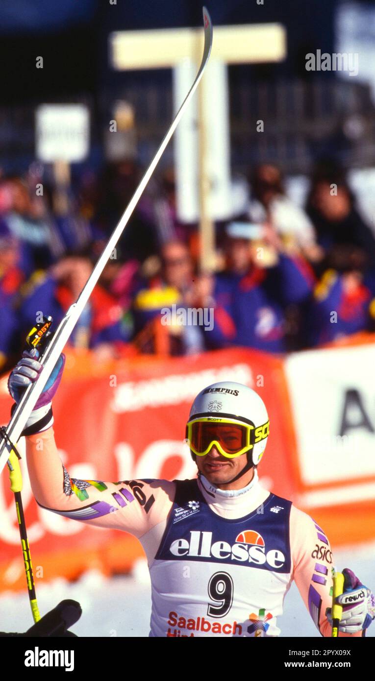 SKI ALPIN STAGIONE 90/91 Campionati del mondo 1991 Saalbach-Hinterglemm Downhill Men 27.01.1991 Stephan EBERHARTER (AUT) xxNOxMODELxRELEASExx [traduzione automatica]- AUSTRIA OUT Foto Stock