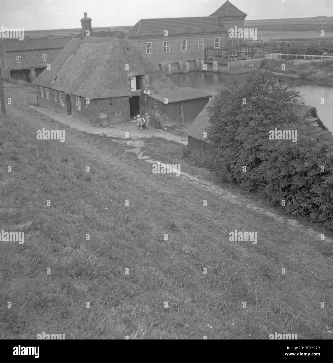 Uno sbarramento nell'entroterra dell'Adolf Hitler Koog. Foto non datata, probabilmente nel 1934. [traduzione automatica] Foto Stock
