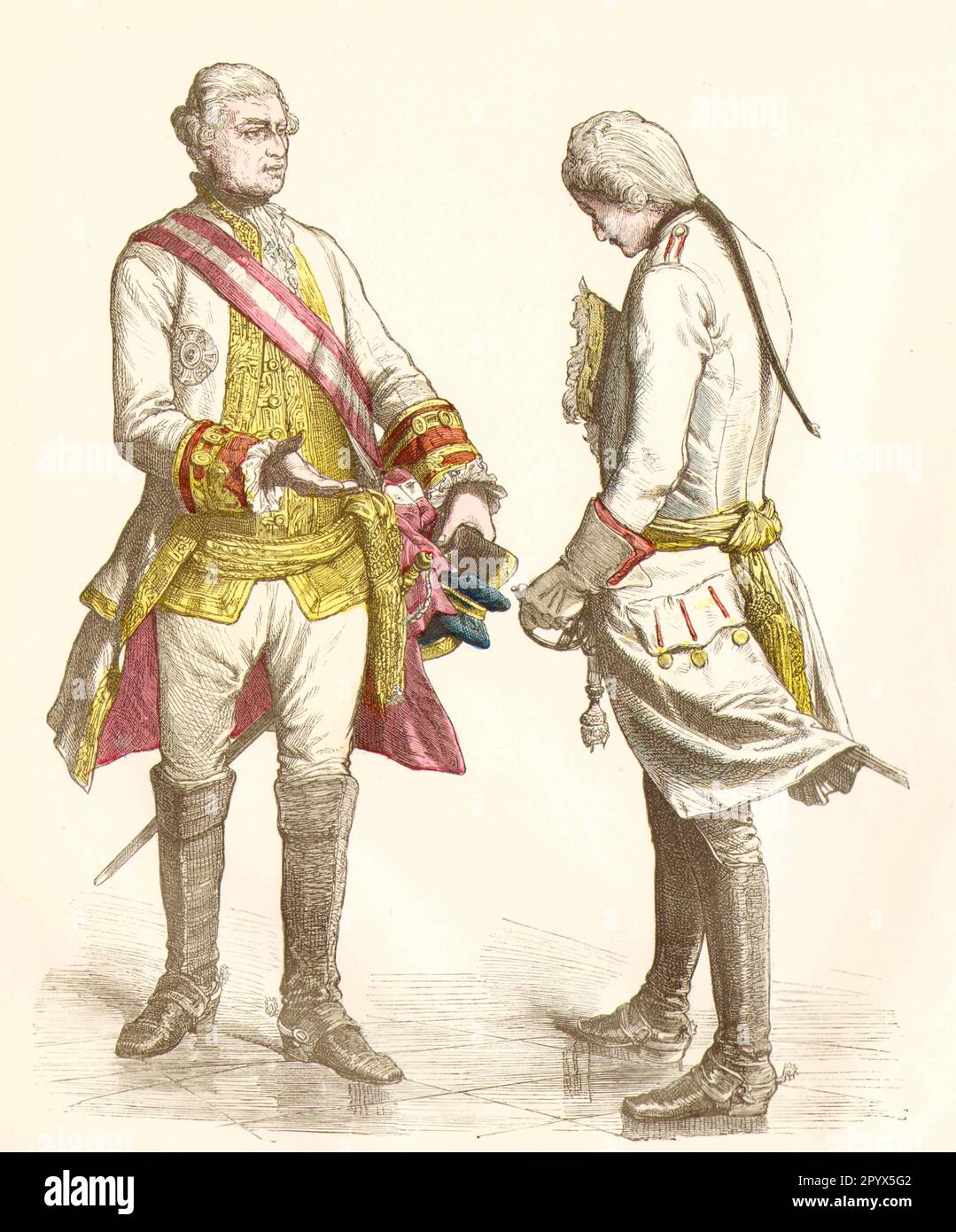 Soldati nel 18th ° secolo in uniforme contemporanea: Ufficiali (generale e ufficiale), ca. 1760. [traduzione automatica] Foto Stock