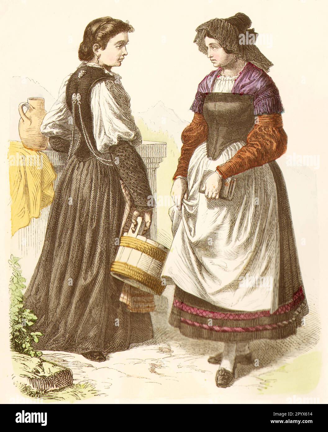 Donne di Berna e The Simmerthal in abito contemporaneo. [traduzione automatica] Foto Stock