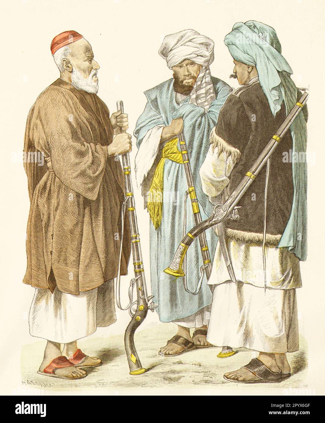 Afghani al Passo di Kyber in abito contemporaneo, ca. 1850. [traduzione automatica] Foto Stock