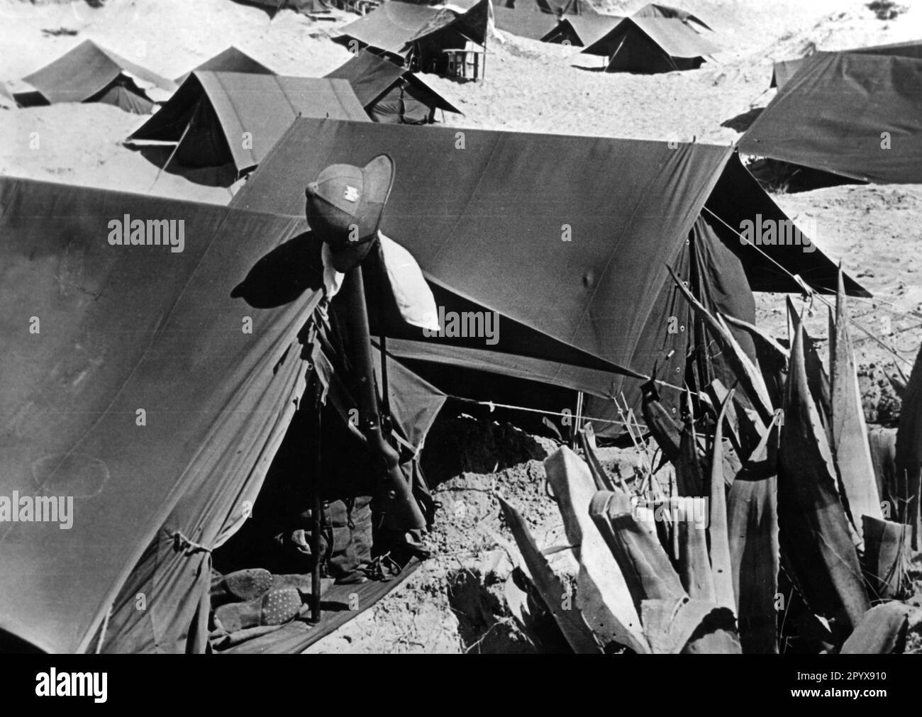 Campo tenda dei Korps Afrika tedeschi in Nord Africa. Foto: Kempl [traduzione automatica] Foto Stock