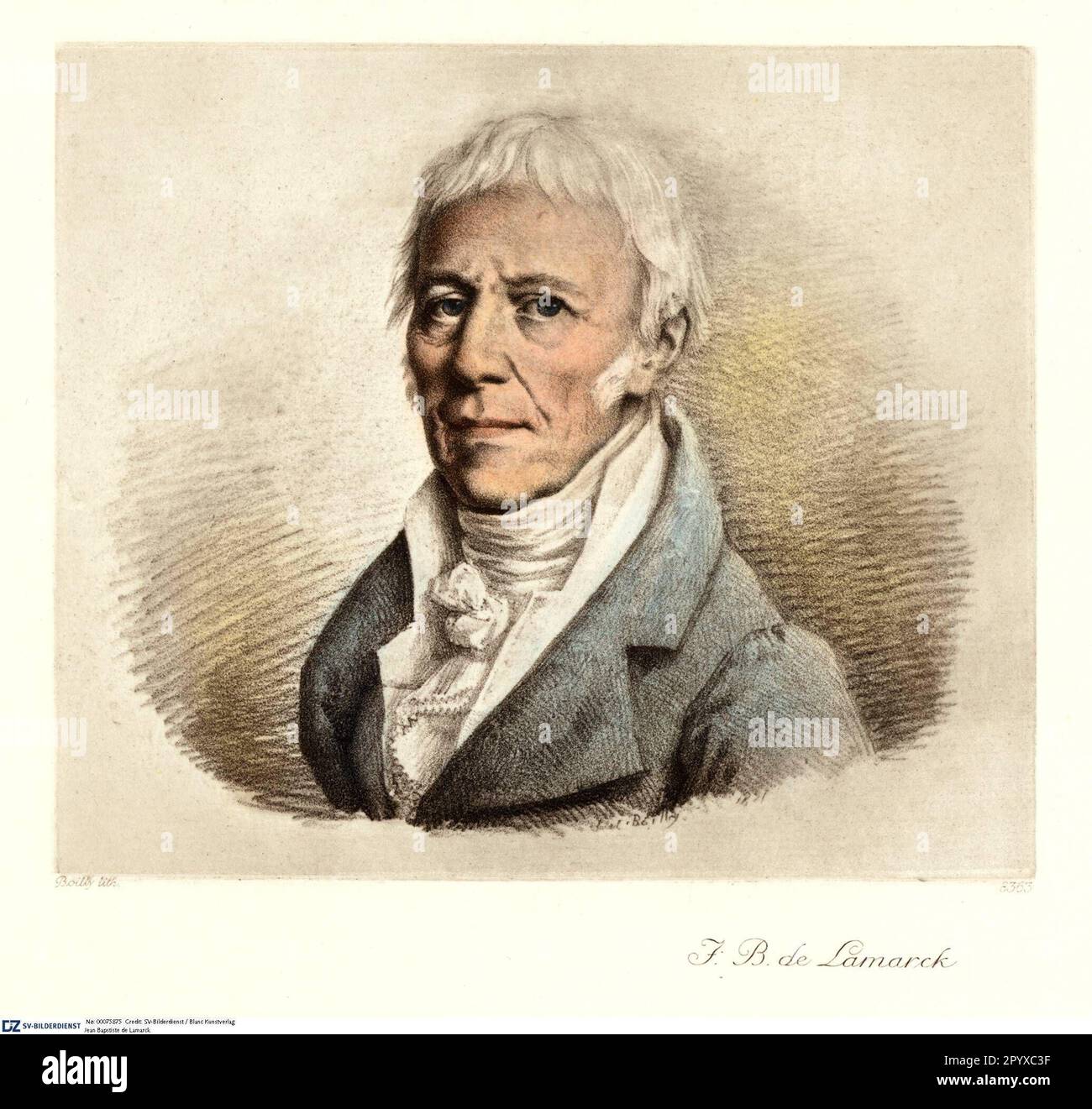 "Jean Baptiste Pierre Antoine de Monet, Cavaliere di Lamarck (1744-1829), naturalista e zoologo francese. Lamarck fu uno dei primi a coniare il termine ''biologia'' nel 1802. Litografia di Boilly. Foto: Heliogravure, Corpus Imaginum, Hanfstaengl Collection. [traduzione automatica]' Foto Stock