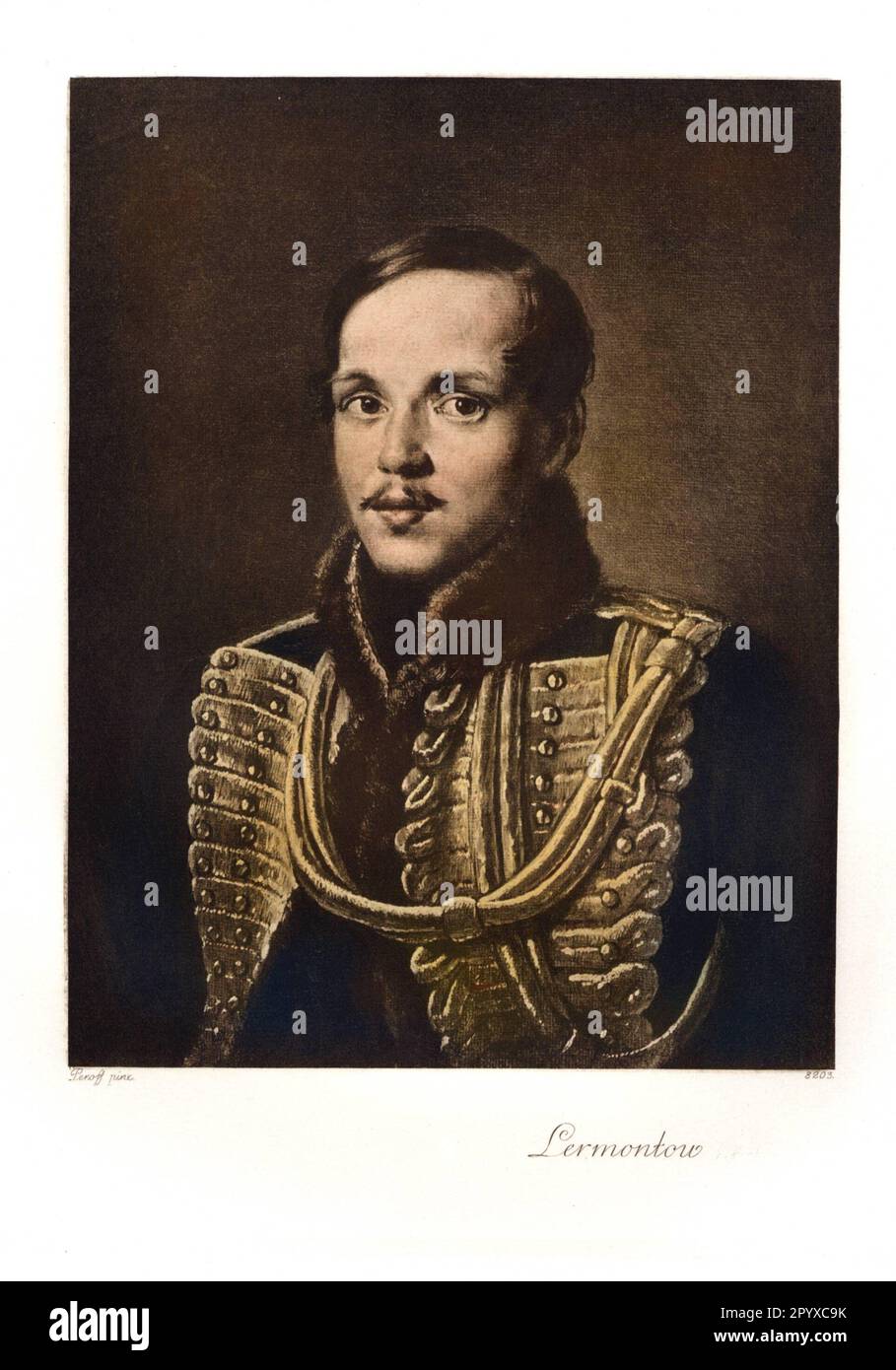 Mikhail Yuryevich Lermontov (1814-1841), poeta russo. Lermontov è il principale rappresentante del Romanticismo russo dopo Pushkin. Il dipinto lo mostra in uniforme Hussar. Dipinto di Vasily Grigorievich Perov. Foto: Heliogravure, Corpus Imaginum, Hanfstaengl Collection. [traduzione automatica] Foto Stock