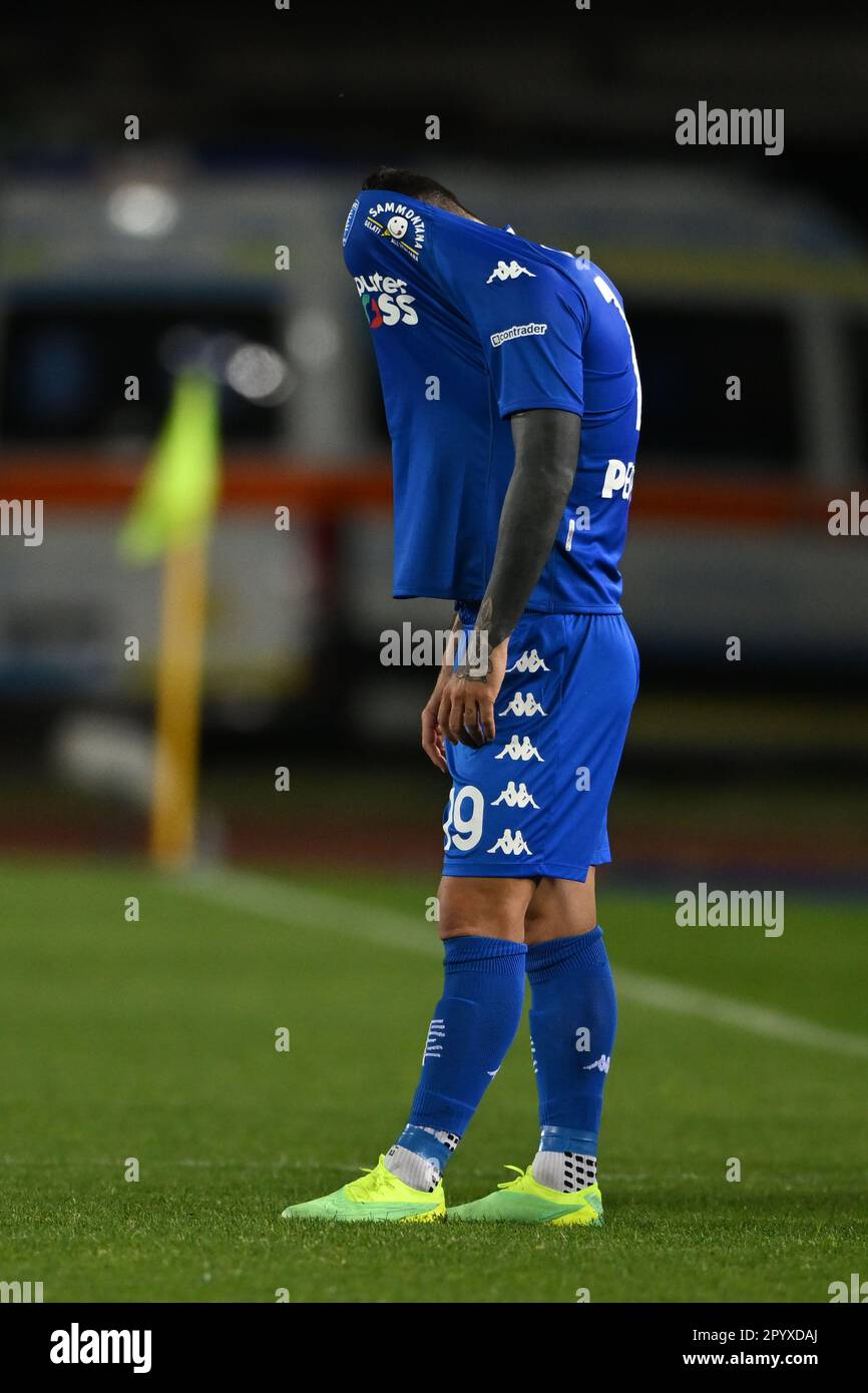 Empoli, Italia. 04 maggio 2023, Francesco Caputo (Empoli) durante la 'Serie A' italiana tra Empoli 3-1 Bologna allo Stadio Carlo Castellani il 04 maggio 2023 ad Empoli. Credit: Maurizio Borsari/AFLO/Alamy Live News Foto Stock