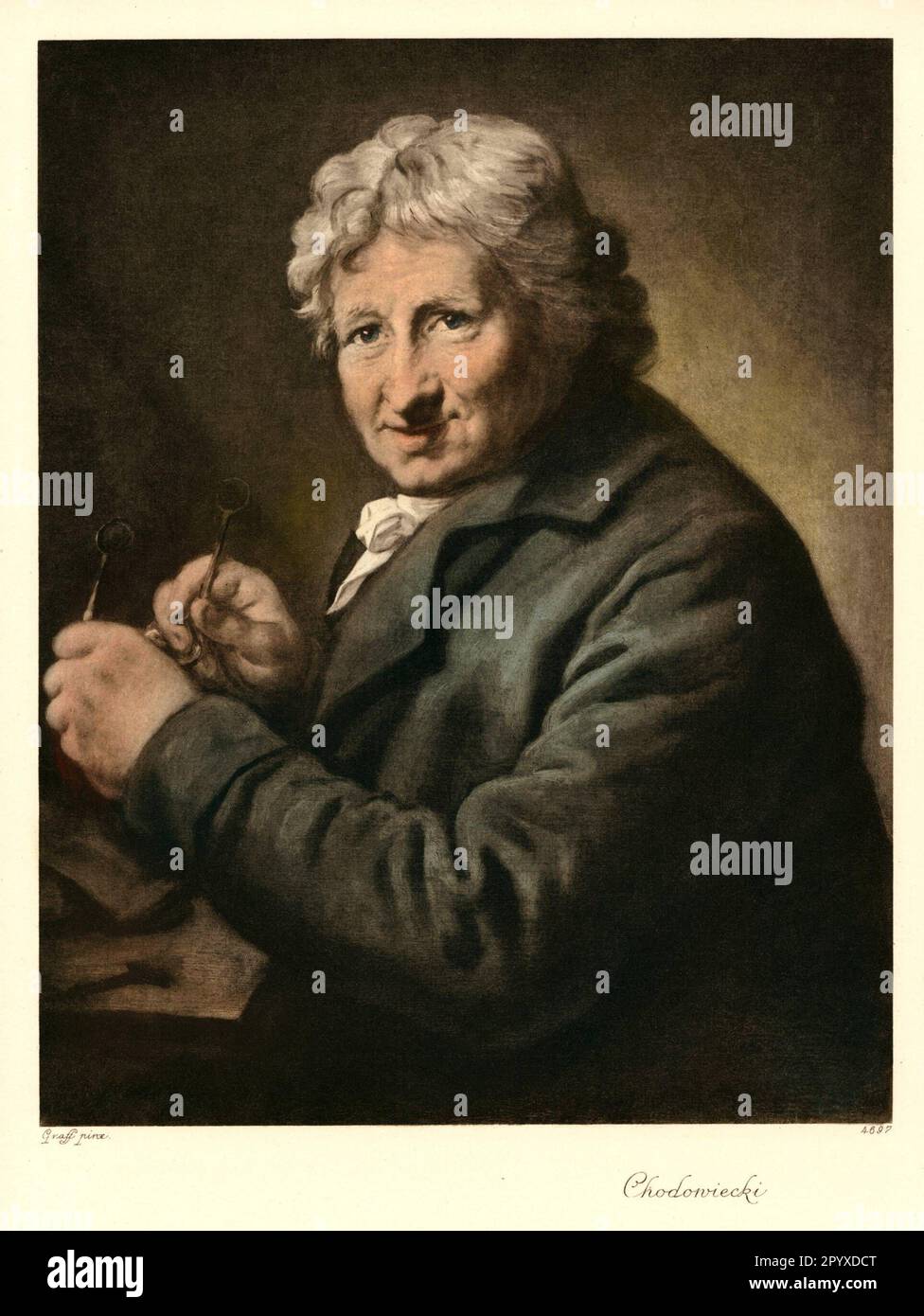 Daniel Chodowiecki (1726-1801), pittore, disegnatore e incisore tedesco di origine polacca. Pittura di Anton Graff (1736-1813). Foto: Heliogravure, Corpus Imaginum, Hanfstaengl Collection. [traduzione automatica] Foto Stock