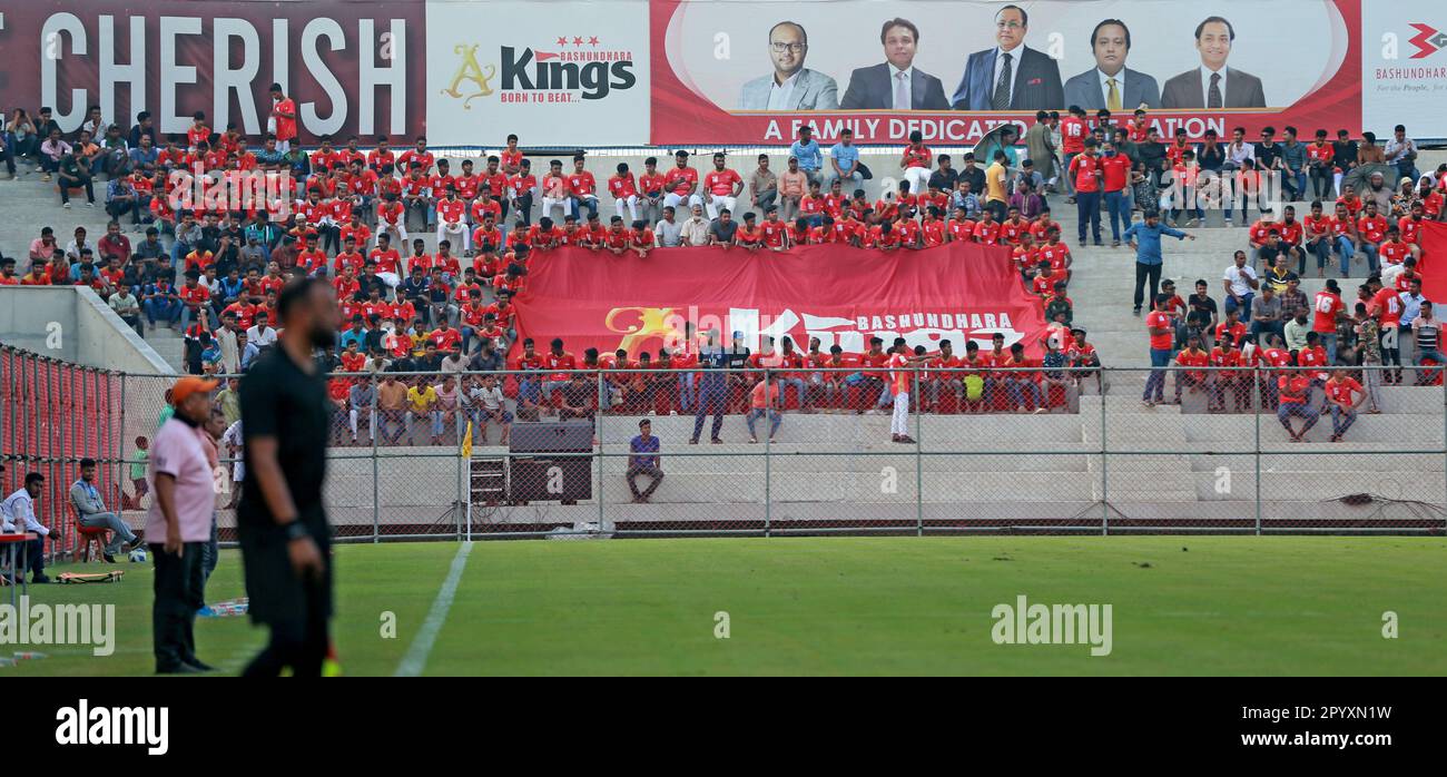 Bangladesh Premier League 2022-23 partita tra Bashundhra Kings e Bangladesh Muktijoddha SKC al Basundhara Sports Complex Football Ground di Dhaka, Foto Stock