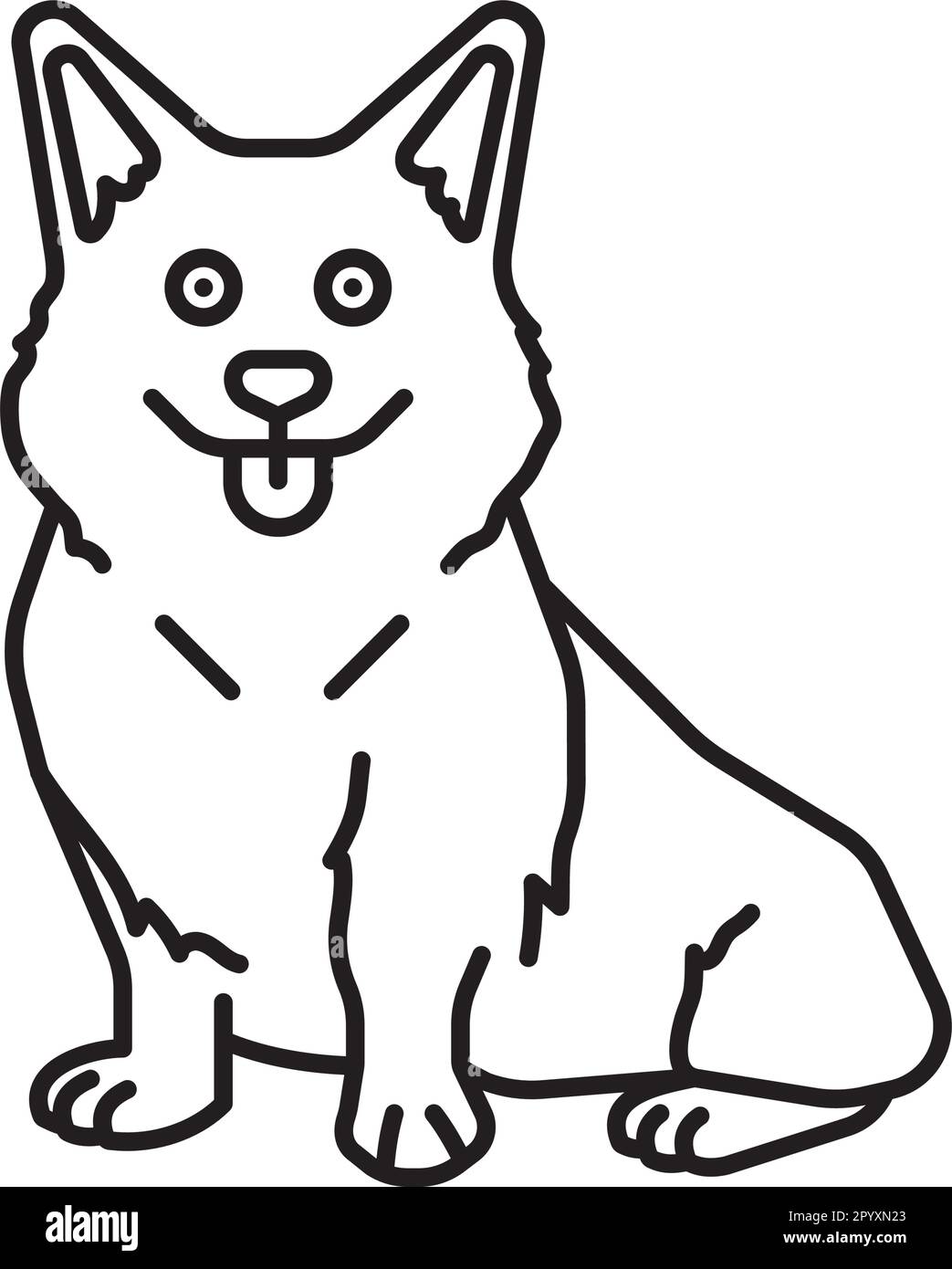 Carino corgi cane cartoon linea vettoriale icona per Corgi Day il 3 giugno Illustrazione Vettoriale