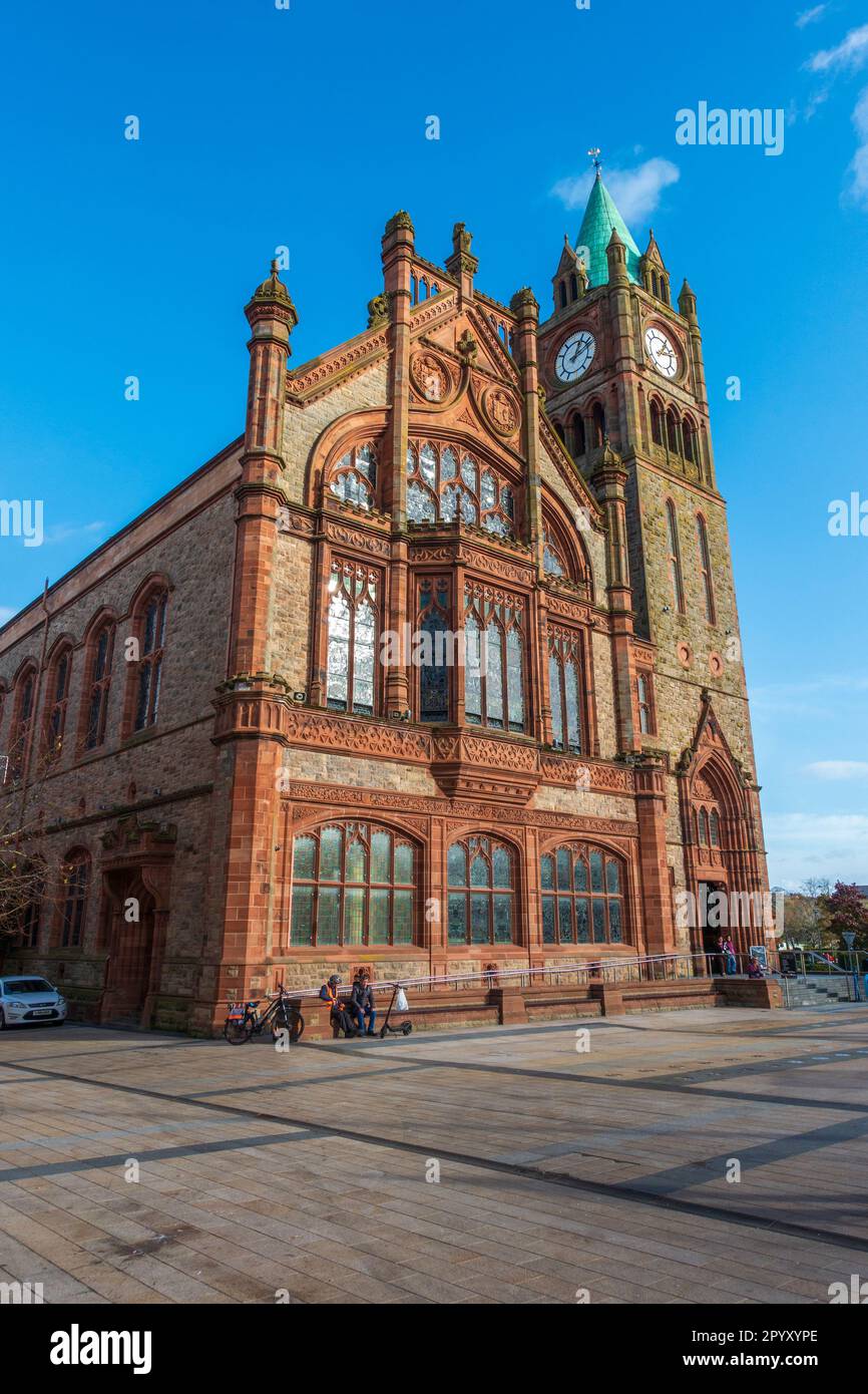 The Guildhall in Derry / Londonderry, County Londonderry, Irlanda del Nord, Regno Unito Foto Stock
