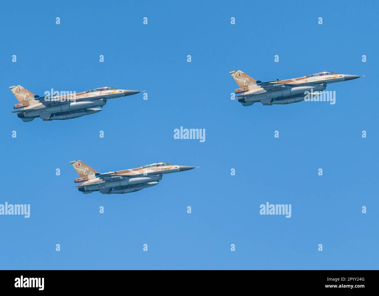 Israel Air Force F16 Squadron in volo primo piano Foto Stock