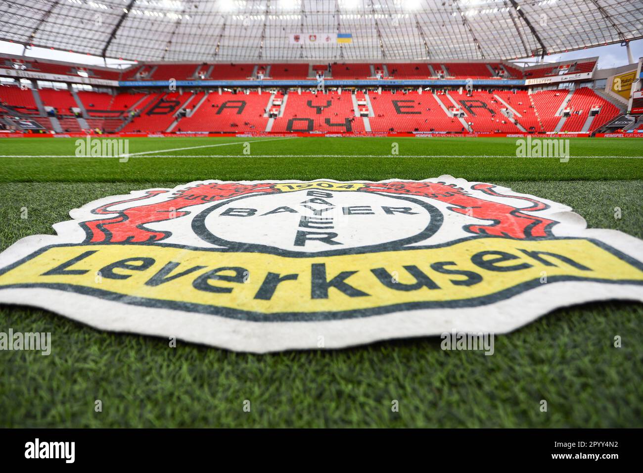 Leverkusen, Germania, 05.05.2023: Bayer 04 Leverkusen v. 1. FC Köln, Calcio, 1. Bundesliga, Matchday 31, Season 2022/2023, 31.03.2023 la NORMATIVA BayArena, Leverkusen DFL VIETA QUALSIASI USO DI FOTOGRAFIE COME SEQUENZE DI IMMAGINI E/O QUASI-VIDEO. Credit: NewsNRW / Alamy Live News Foto Stock