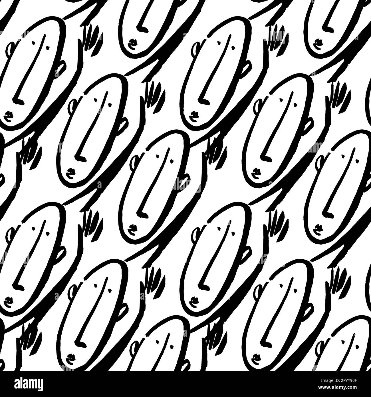 Disegno a mano di un uomo faccia con mano rialzata disegno senza cuciture illustrazione. Disegno astratto di persona realizzato con linea di pennello artistico in colore nero su isolat Illustrazione Vettoriale