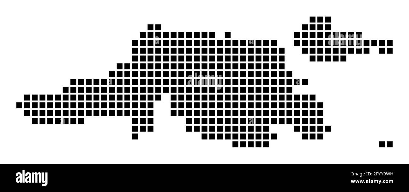 Mappa Jost Van Dyke. Mappa di Jost Van Dyke in stile punteggiato. Bordi dell'isola riempiti di rettangoli per il vostro disegno. Illustrazione vettoriale. Illustrazione Vettoriale