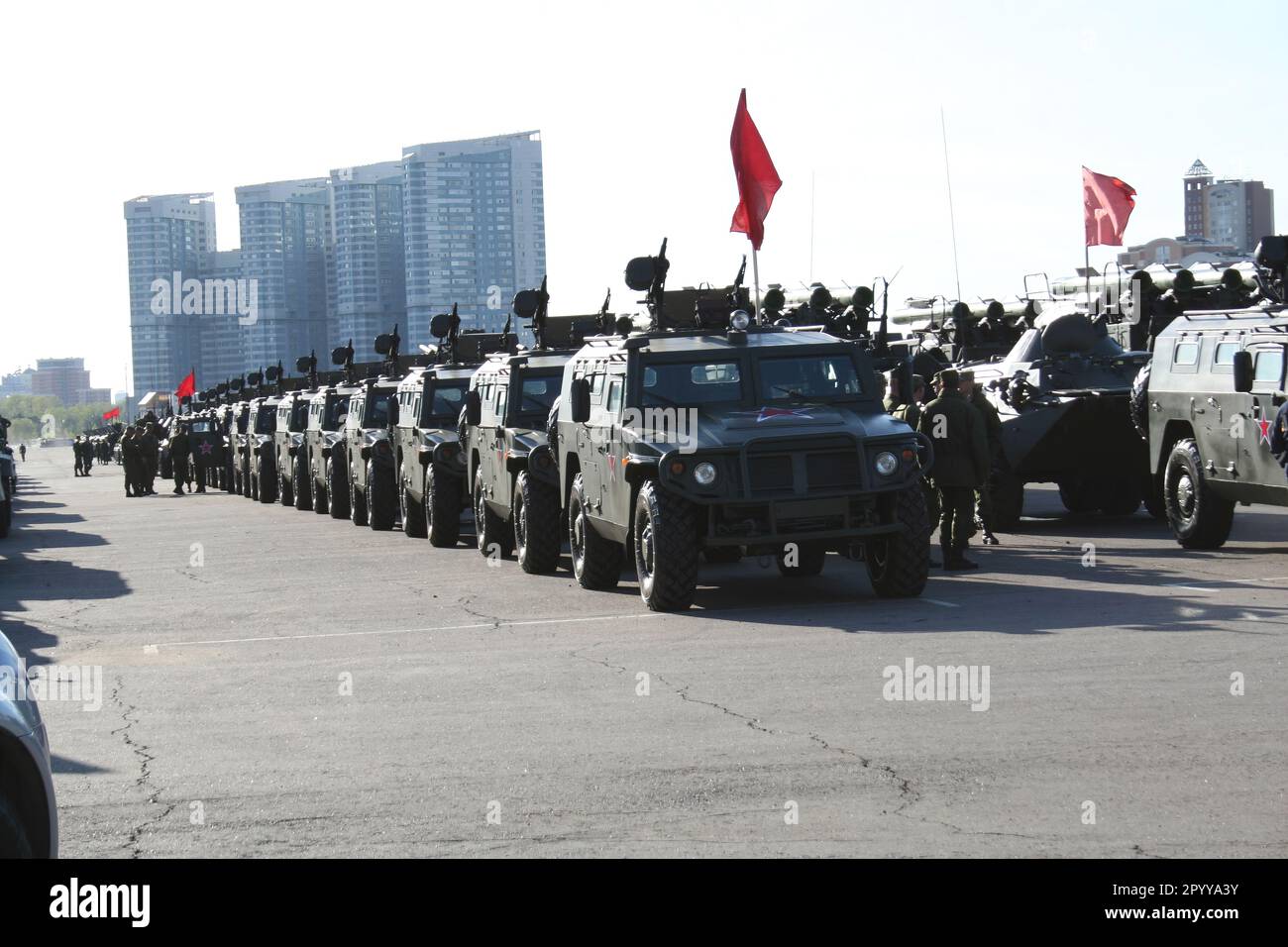 Prove della parata del giorno della Vittoria a Mosca. Foto Stock