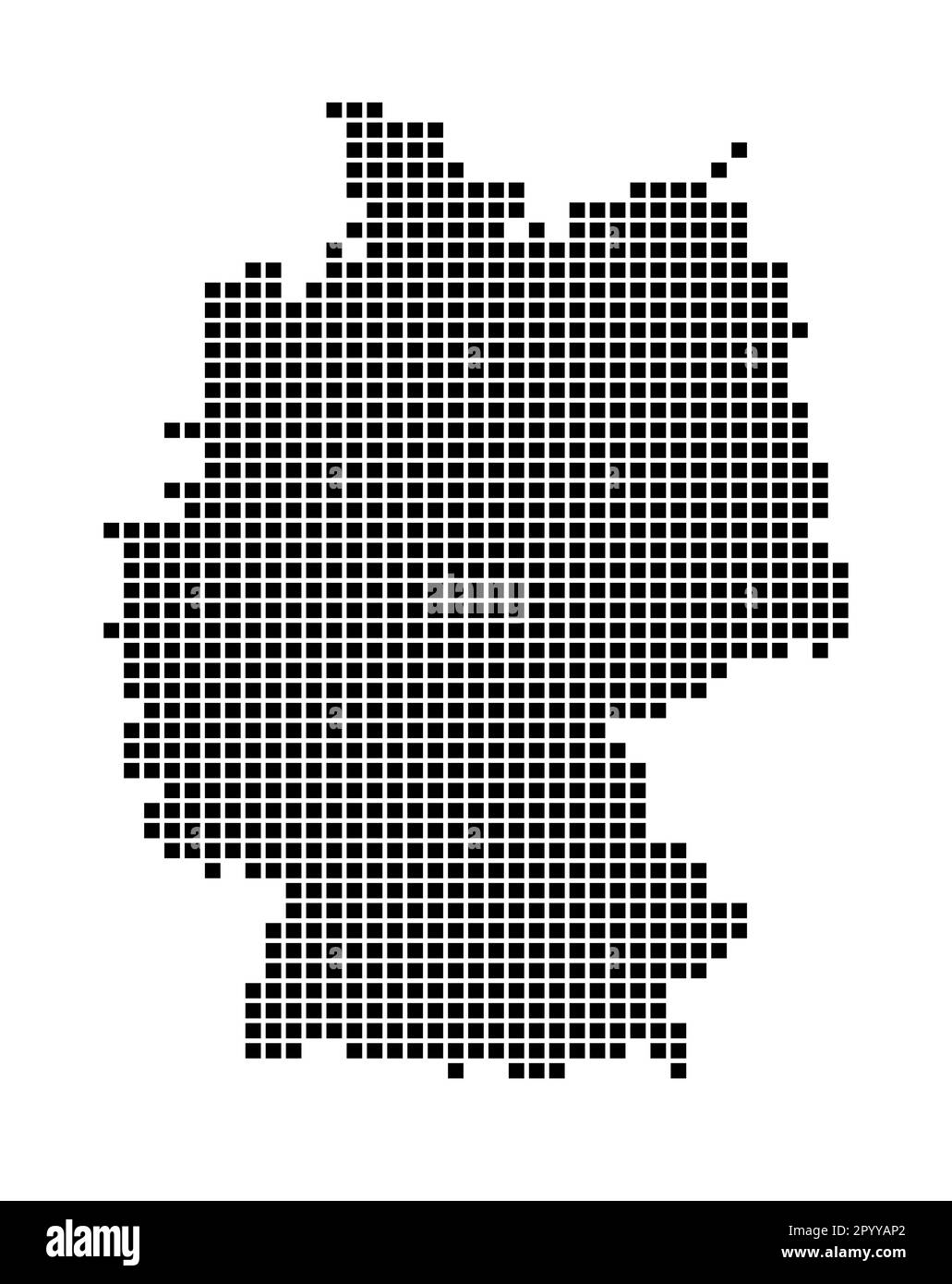 Mappa della Germania. Mappa della Germania in stile punteggiato. Bordi del paese riempiti di rettangoli per il vostro disegno. Illustrazione vettoriale. Illustrazione Vettoriale