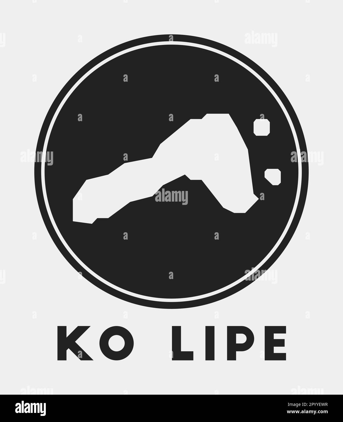 Icona Ko Lipe. Logo rotondo con mappa dell'isola e titolo. Elegante badge Ko Lipe con mappa. Illustrazione vettoriale. Illustrazione Vettoriale
