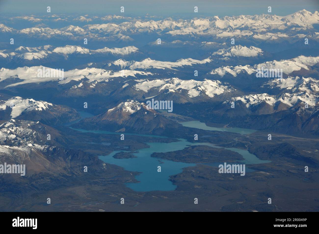 Veduta aerea del parco nazionale Perito Moreno e del campo di ghiaccio della Patagonia settentrionale Foto Stock