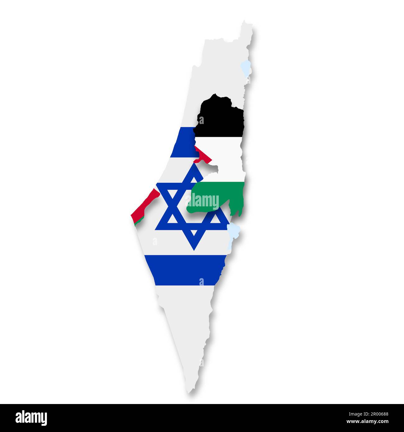 Una mappa della bandiera di Israele palestinese con illustrazione del tracciato di ritaglio 3D Foto Stock