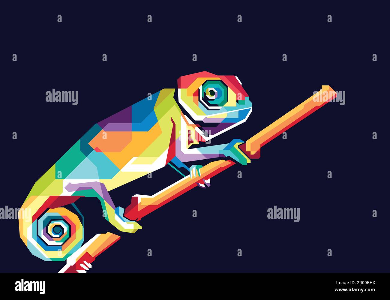 camaleonte colorato in stile pop art Illustrazione Vettoriale