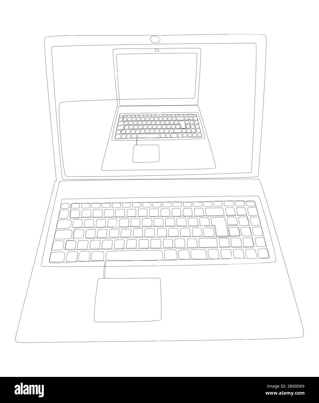 Una linea continua di notebook. Concetto di computer portatile vettoriale  con illustrazione a linee sottili. Disegno di contorno idee creative  Immagine e Vettoriale - Alamy