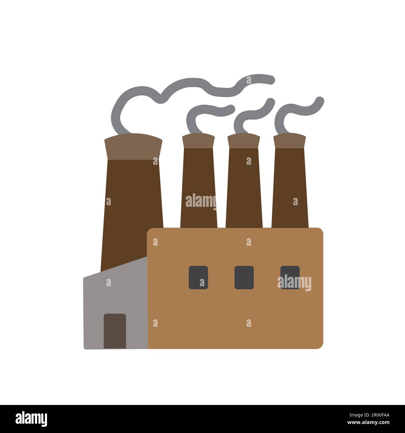 Fabbrica industriale con un fumo tossico esce dai camini, che ha causato l'inquinamento dell'aria e il riscaldamento globale. Clip di illustrazione. Foto Stock