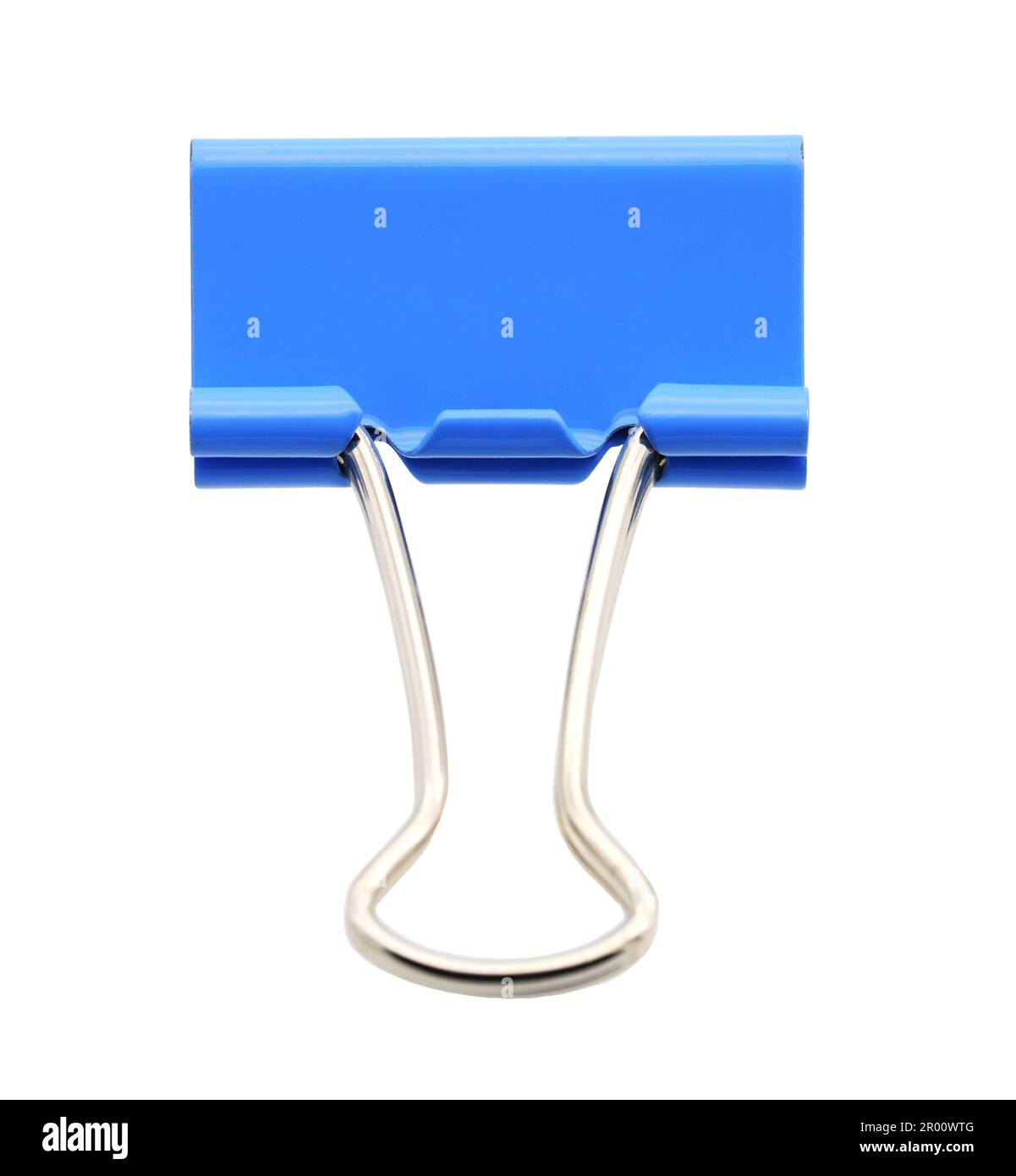 Clip Binder blu isolata su sfondo bianco Foto Stock
