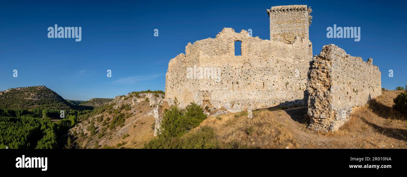 Castillo de Ucero, perteneció a la orden del Temple, Siglos XIII y XIV, Soria, Comunidad Autónoma de Castilla, Spagna, Europa Foto Stock