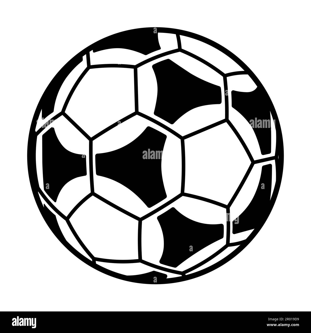 Icona della palla di calcio. Calcio semplice stile nero, Vector Illustrazione Vettoriale