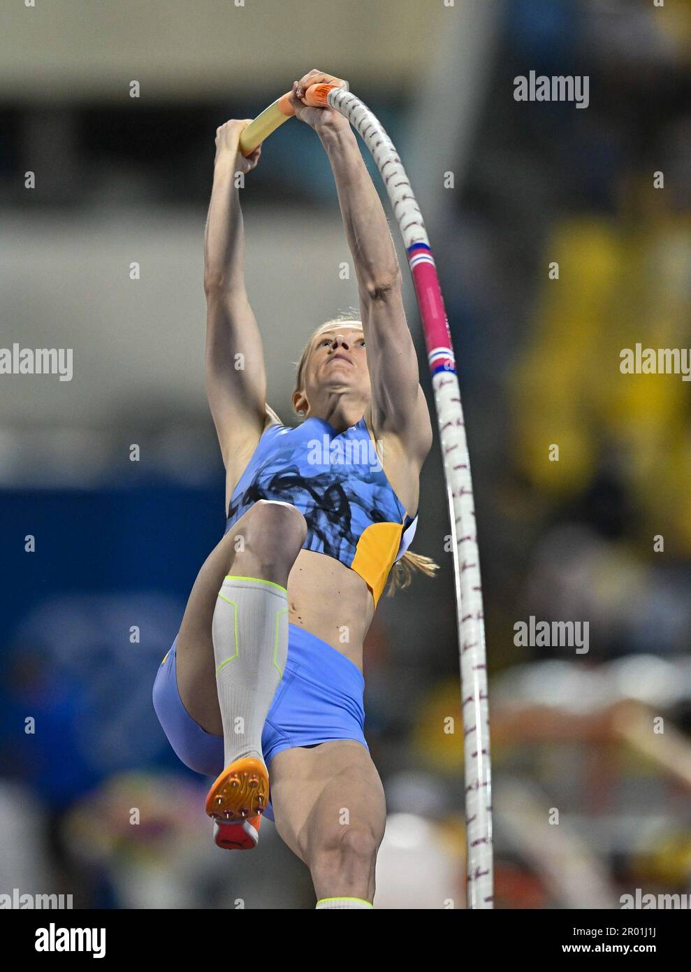 Doha, Qatar. 5th maggio, 2023. Sandi Morris degli Stati Uniti compete durante la Women's Pole Vault all'incontro di atletica della Diamond League 2023 allo stadio Suhaim bin Hamad di Doha, capitale del Qatar, il 5 maggio 2023. Credit: Nikku/Xinhua/Alamy Live News Foto Stock