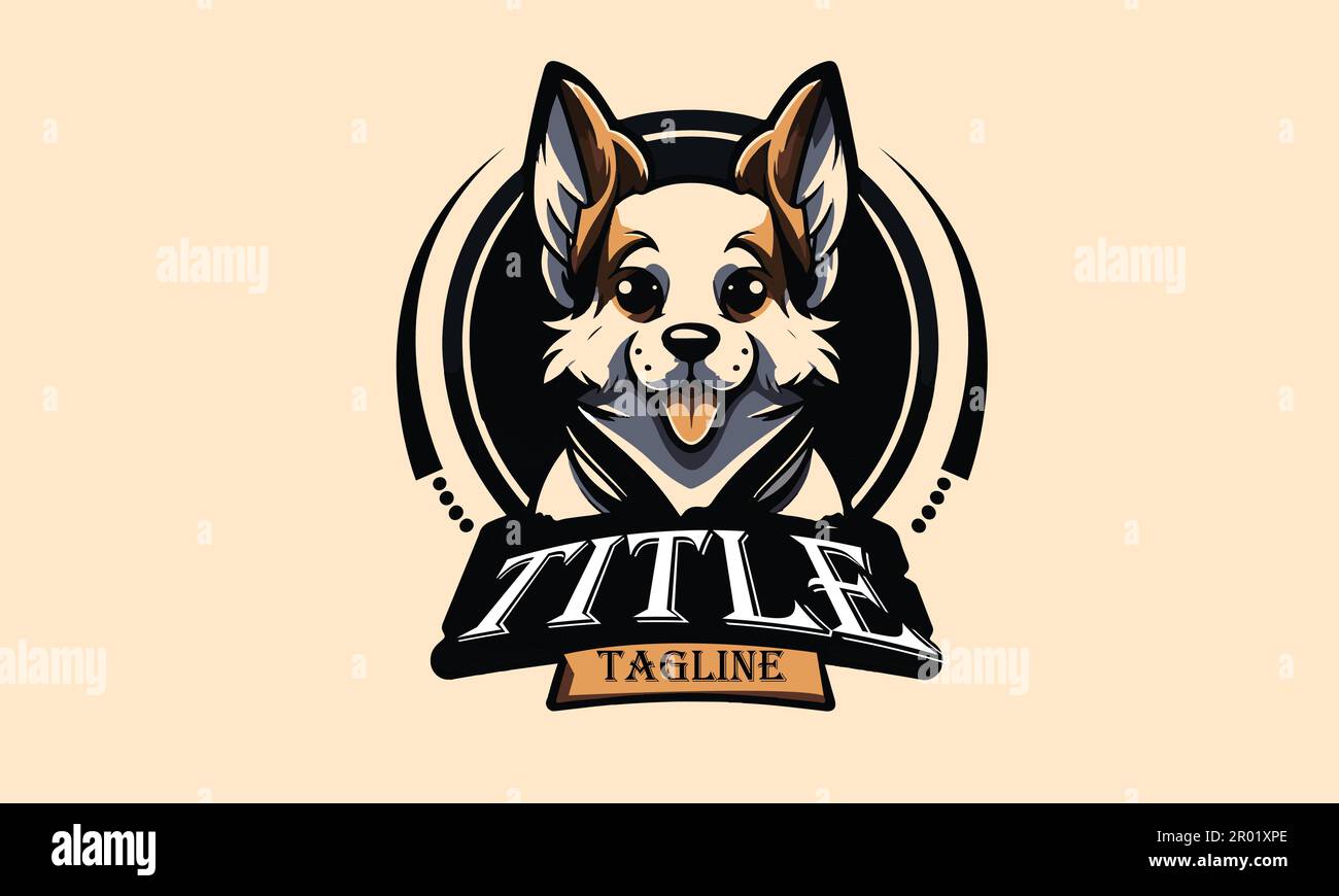 Logo del personaggio della mascotte per cani. Illustrazione Vettoriale