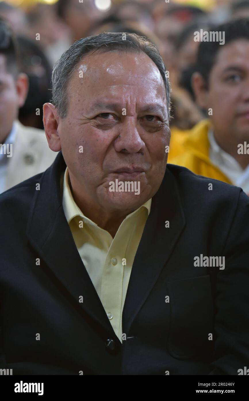 05 maggio 2023 Toluca , Messico : Jesús Zambrano, Presidente Nazionale del Partito della Rivoluzione Democratica (PRD) , durante la commemorazione del 34th° anniversario del Partito della Rivoluzione Democratica (PRD). Il 05 maggio 2023 a Toluca, Messico. (Foto di Arturo Hernández / Eyepix Group/Sipa USA) Foto Stock
