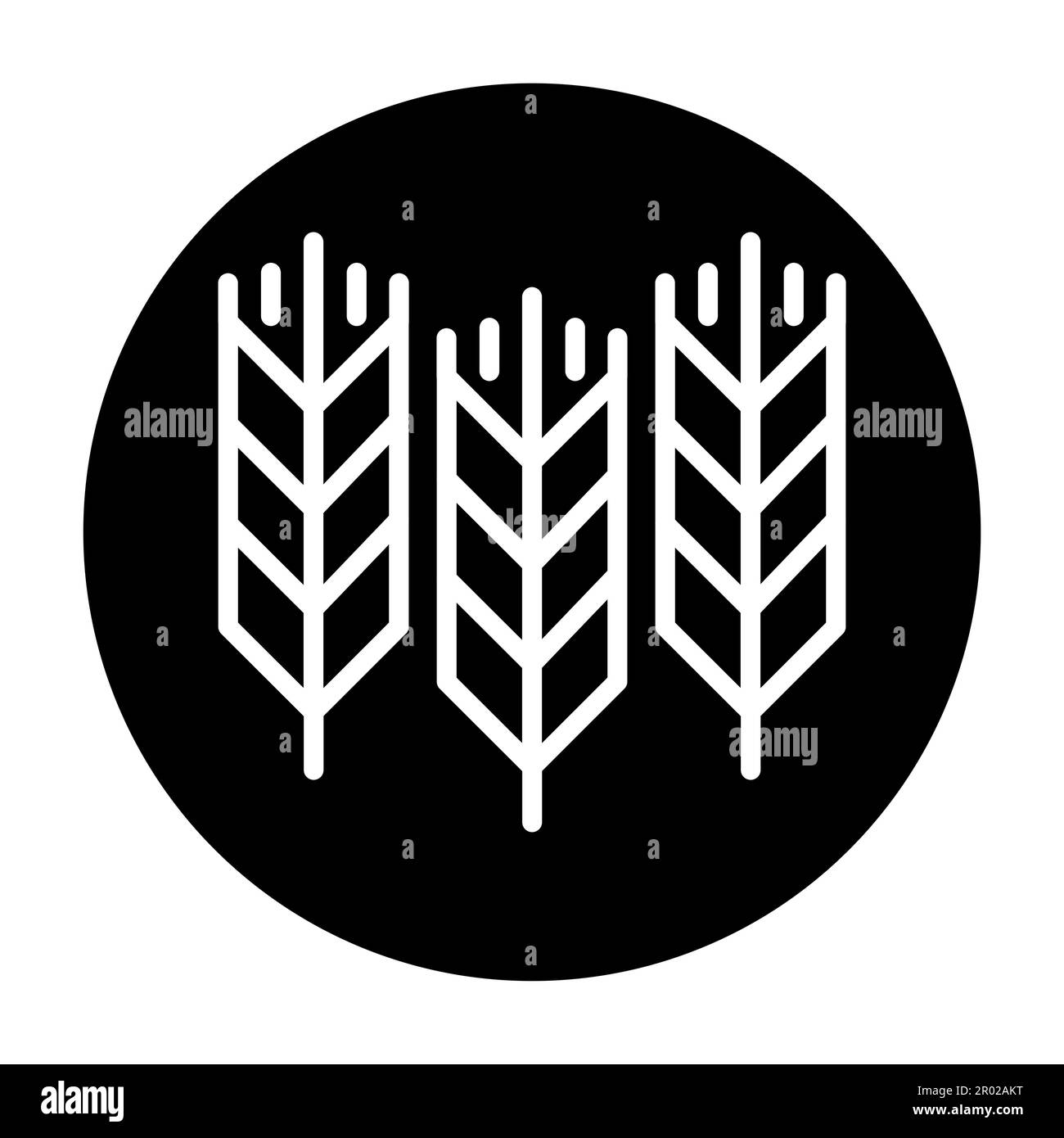 Orecchie di grano e icona blu linea cielo. Elemento vettore isolato. Illustrazione Vettoriale