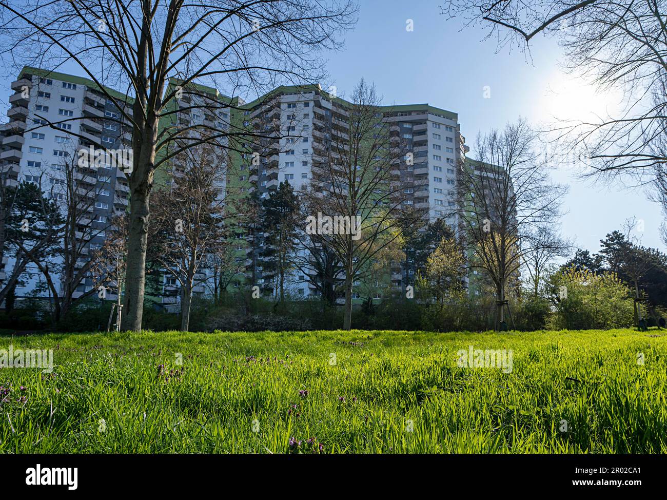Alti edifici nella zona residenziale Maerkisches Viertel a Berlino Reinickendorf, Berlino, Germania Foto Stock