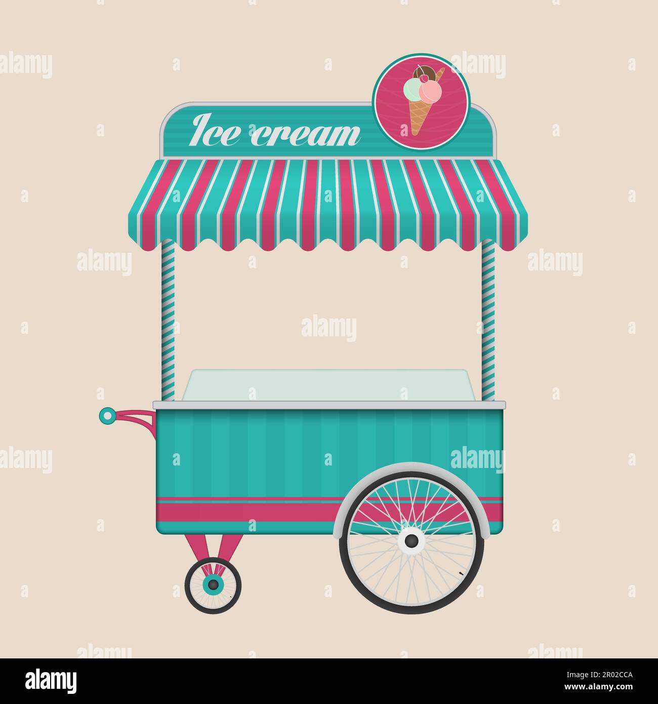 Gelato d'epoca carretto bici bus vettore illustrazione. Illustrazione Vettoriale