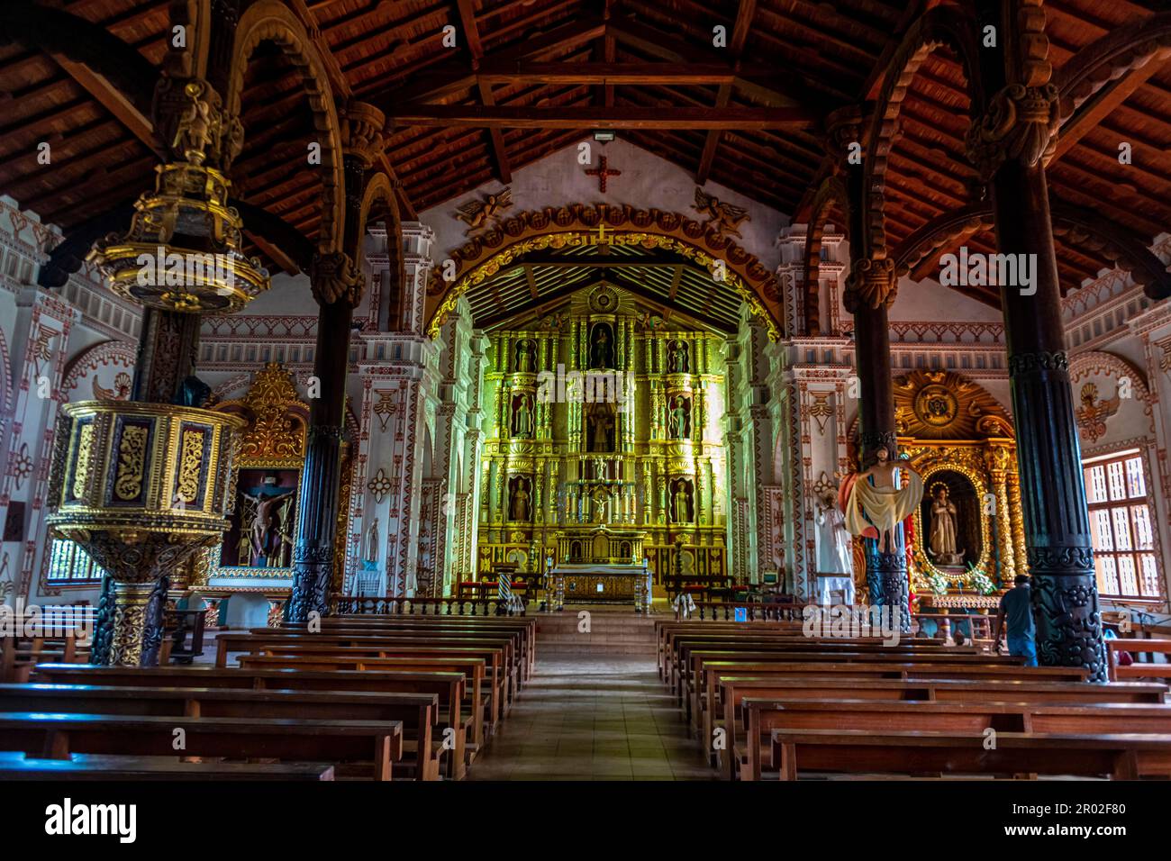 Interno delle Missioni Gesuite di Chiquitos, Bolivia, sito dell'UNESCO Foto Stock