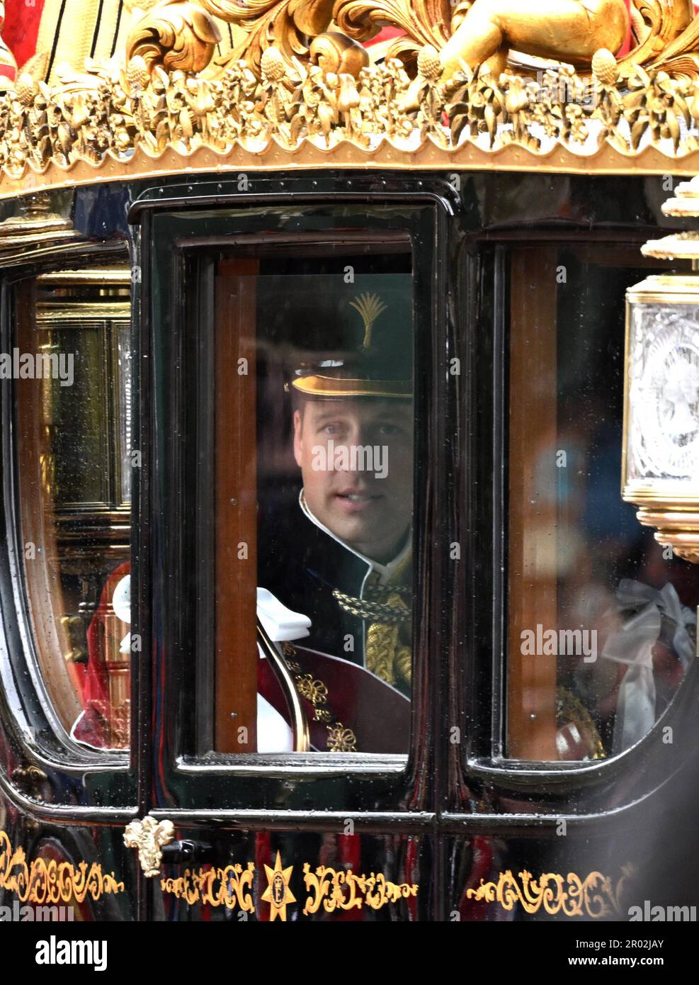 Londra, Regno Unito. 06th maggio, 2023. Londra, Regno Unito. 6th maggio 2023. Il Principe di Galles viaggia lungo il Mall durante l'incoronazione di Re Carlo. Credit: Doug Peters/Alamy Live News Foto Stock